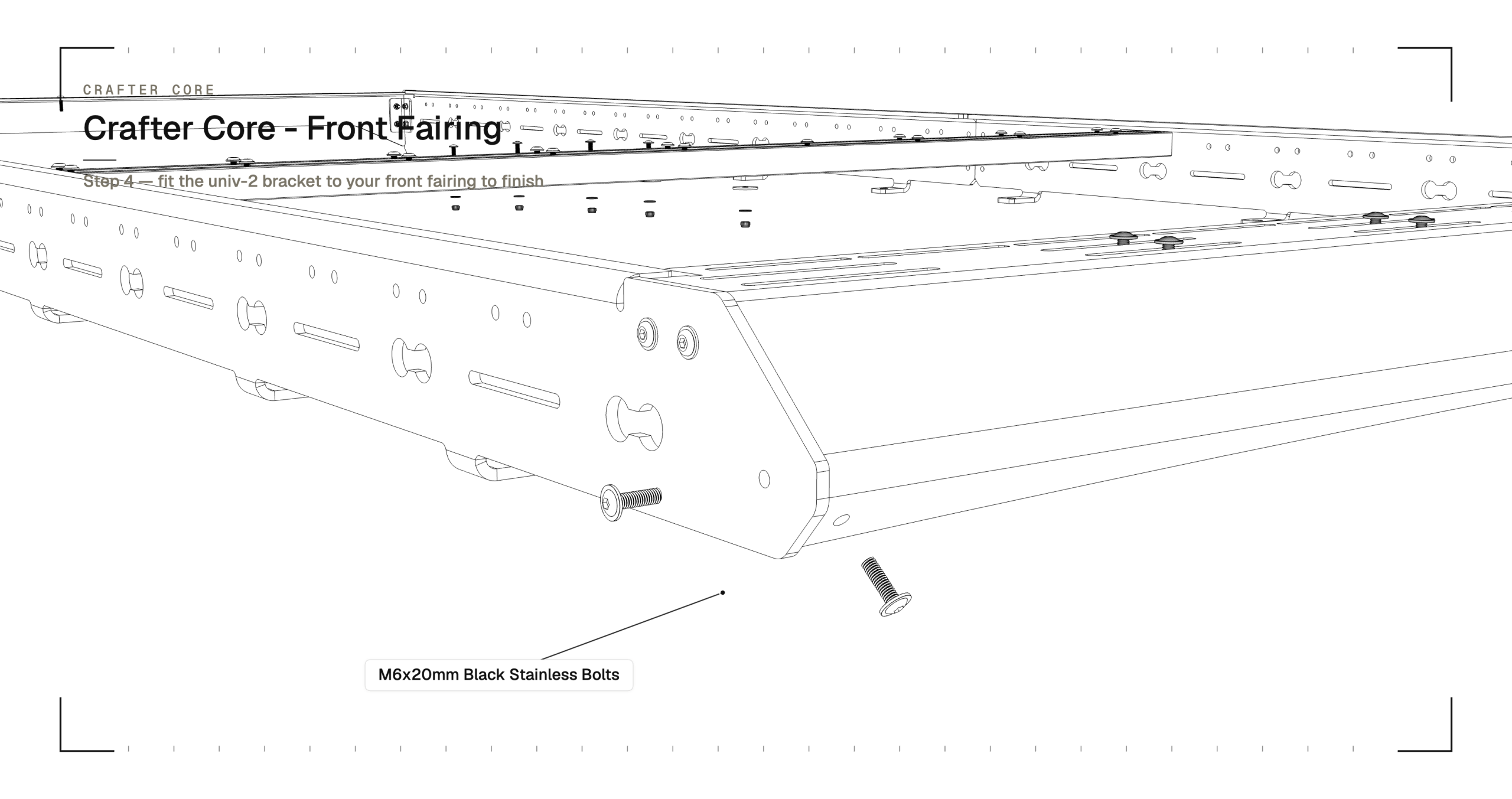 UNIV-2 bracket fitted at the forward corner — external view