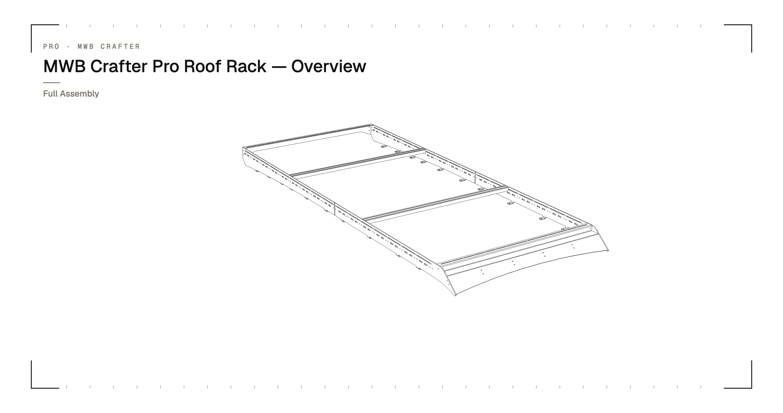 Completed YAKKT VW Crafter / MAN TGE MWB PRO roof rack mounted on the vehicle