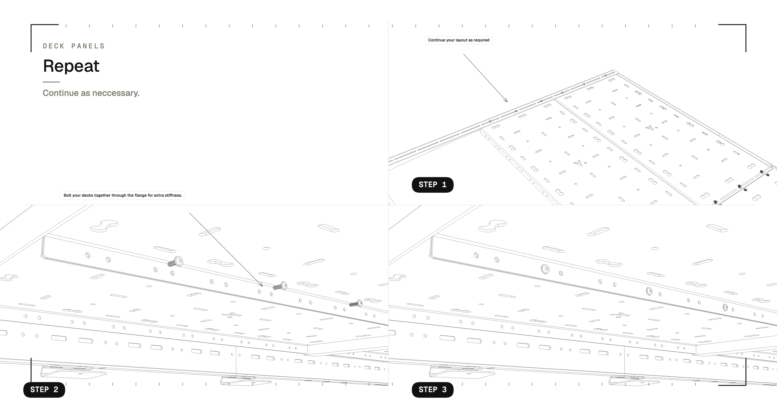 Universal Deck Panels — joining deck panels together