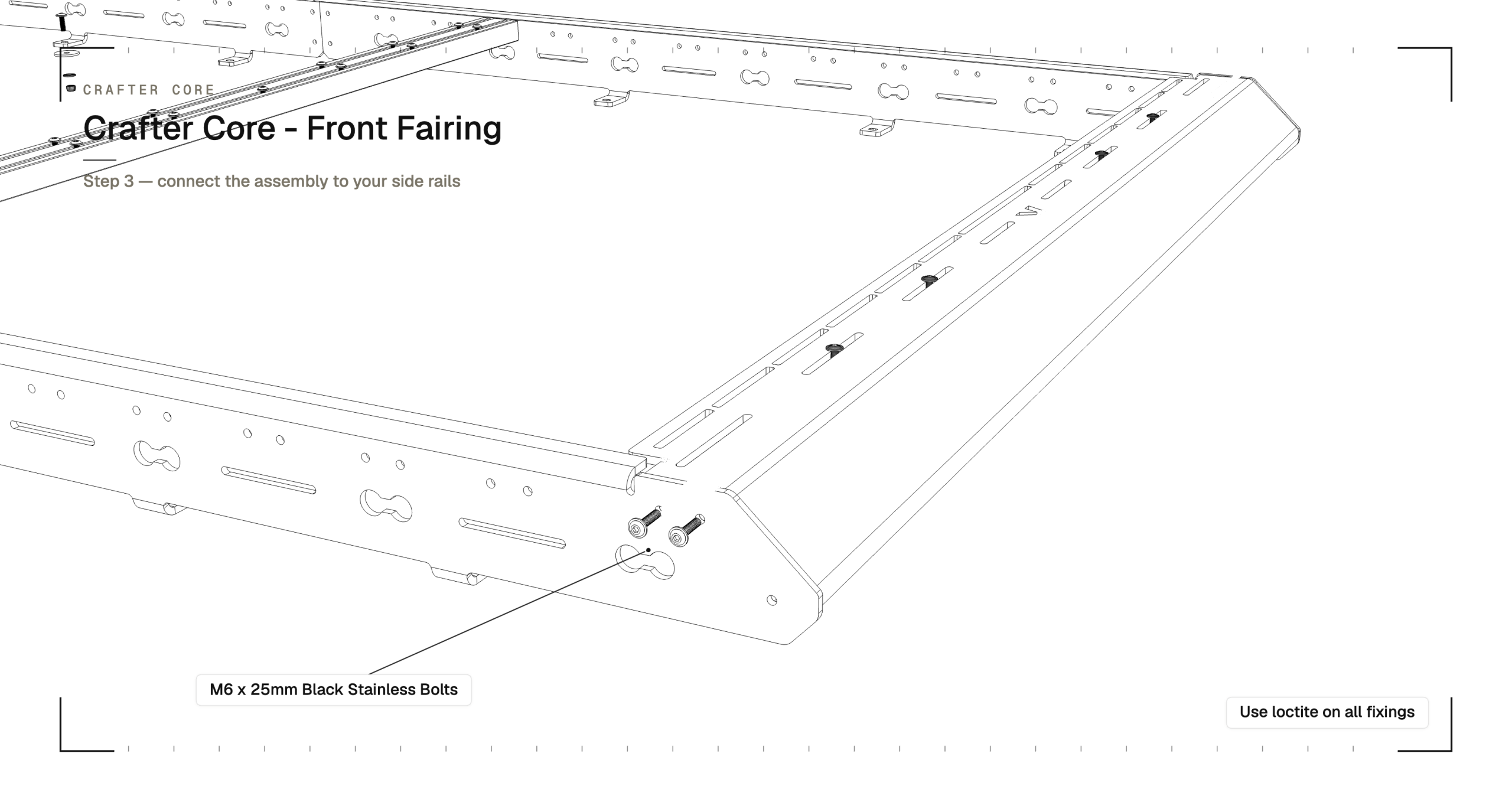 Fully tighten the CORE fairing to the crossbar with everything flush