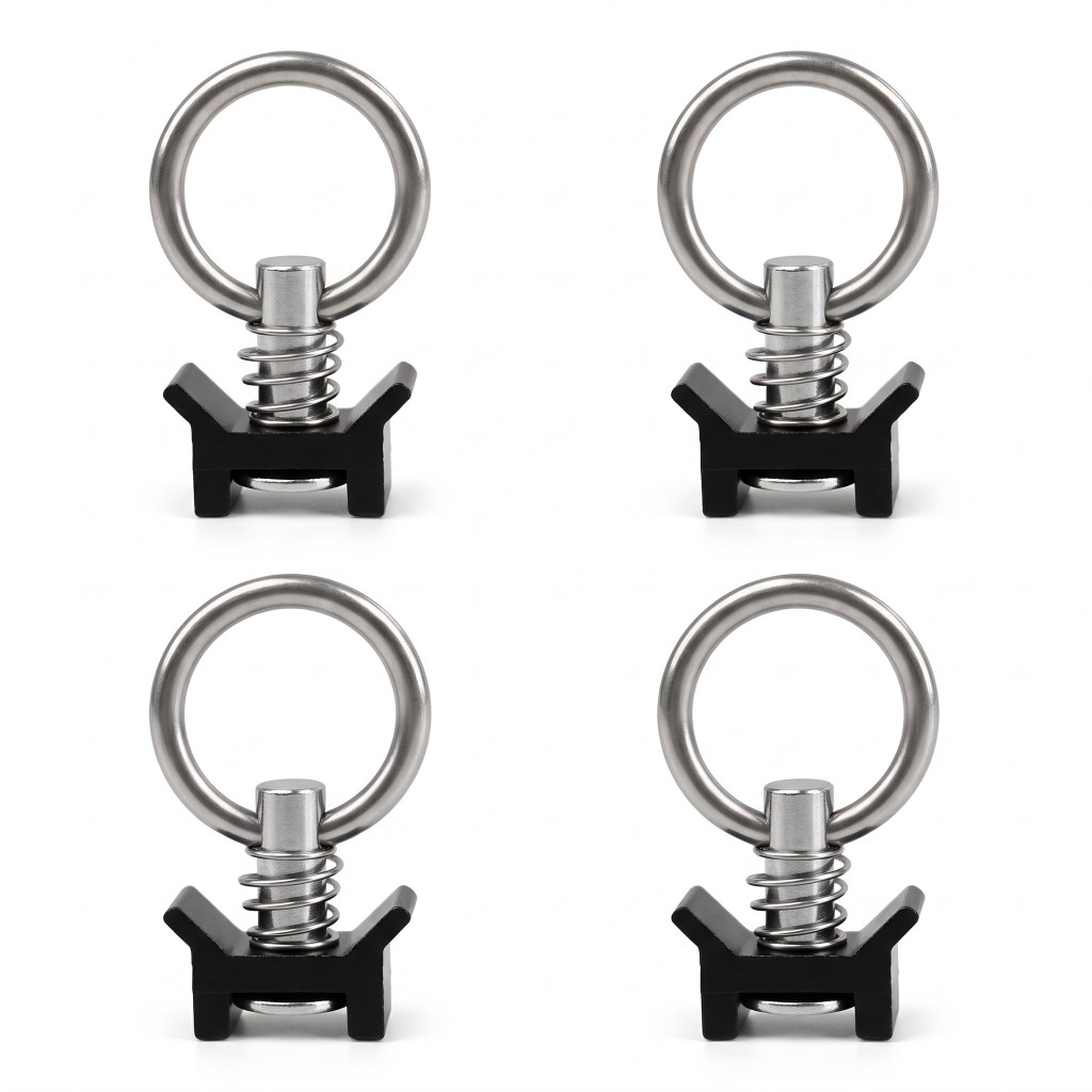 YAKKT L-track eyelet 4 pack — spring-loaded airline track tie-down rings