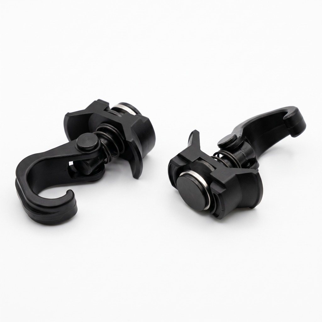 YAKKT L-track hook 2 pack — spring-loaded airline track gear hooks